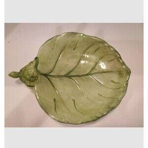 Turtle On Green Leaf San Marco Pottery Shaped Plate Made In Italy Vtg Decor